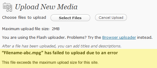 This file exceeds the maximum upload size
